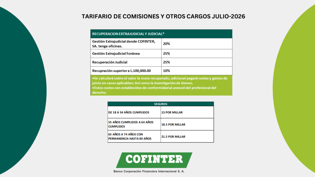 Tarifario de productos - COFINTER